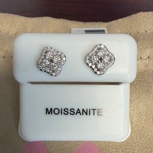 Silver moissanite Cluster Stud Earrings - White